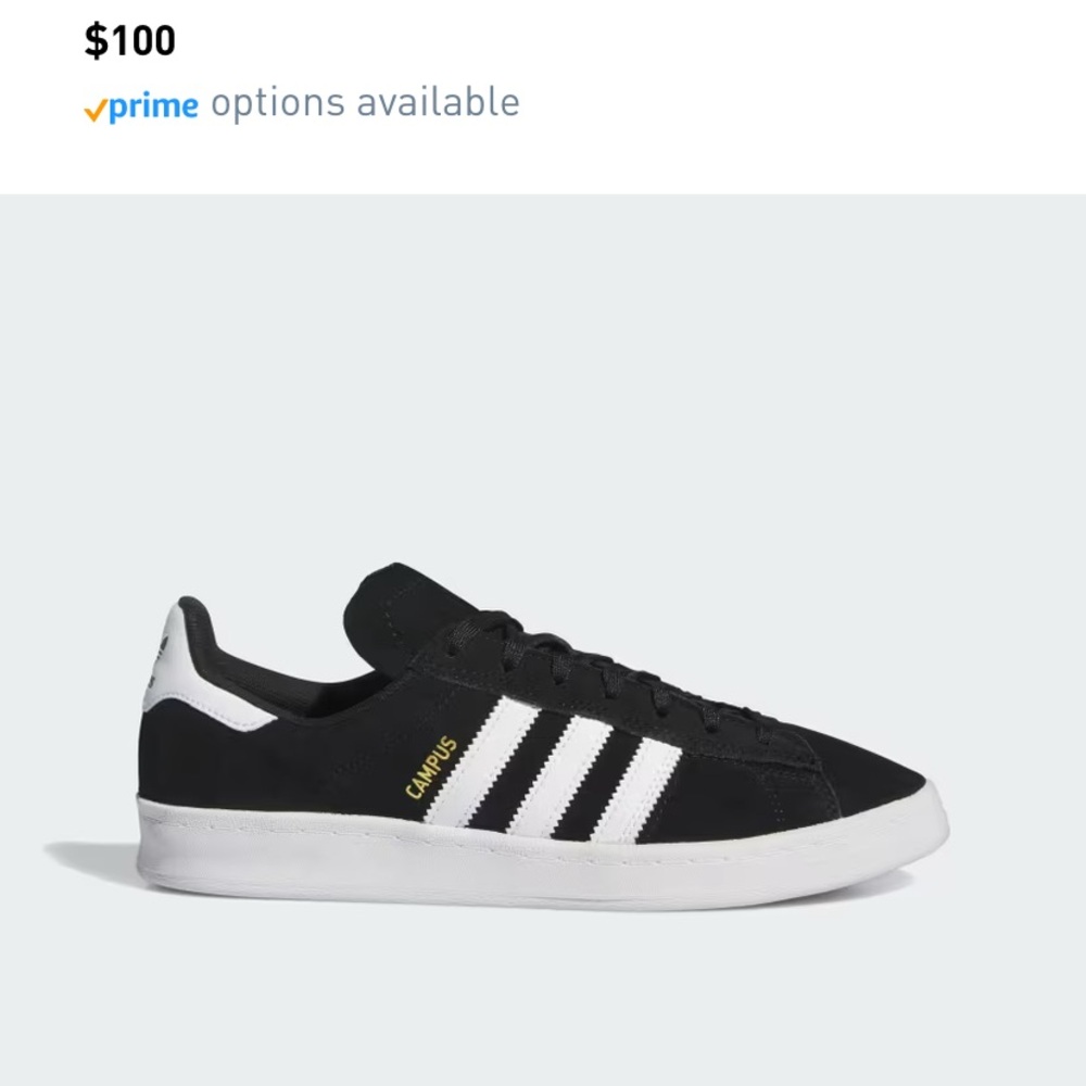 BNWT Adidas Campus Black and White Shoes